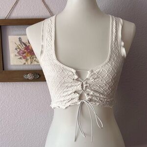 Anthropologie seamless tie front bralette white